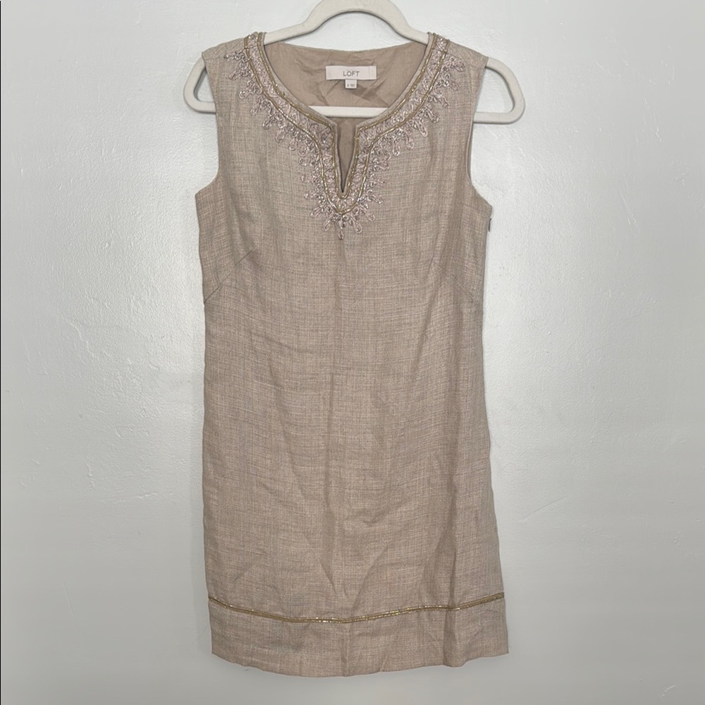 Ann Taylor Loft Beige Sleeveless Dress
